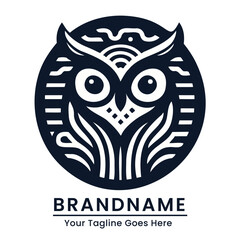 Elegant owl logo design in a circular form ideal for branding and educational symbols
