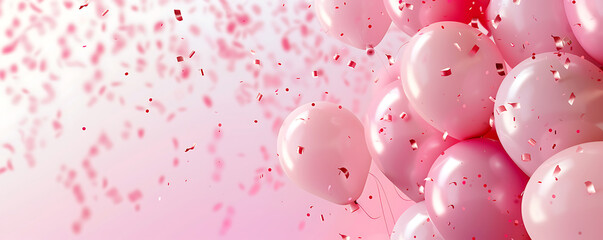 Pink girl birthday balloons simple background
