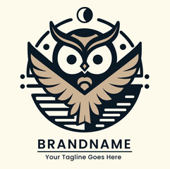 Owl logo with wings spread designed in a modern style for versatile branding needs