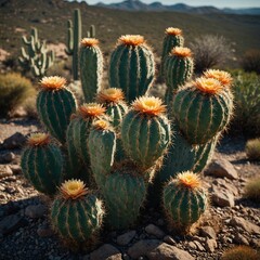 Fototapeta premium Living in Extremes: A Cactus Thriving in the Harsh Desert