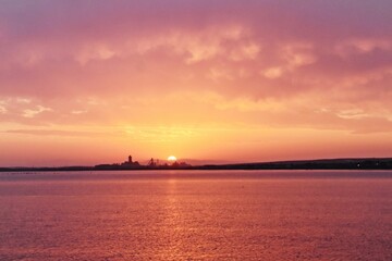 Landscape with a beautiful sunrise over the Saldanha Bay