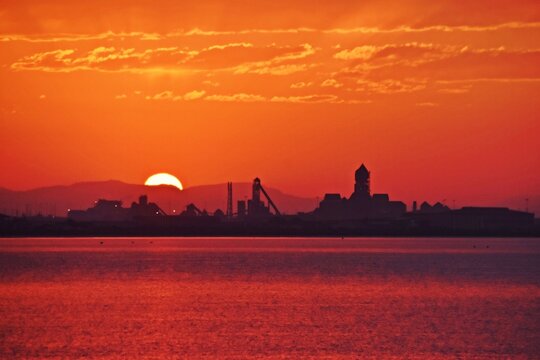 Landscape with a beautiful sunrise over the Saldanha Bay