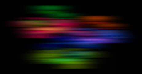 Abstract Rainbow light trails on the dark background