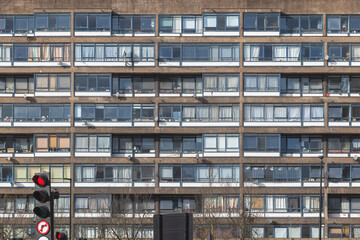 Facade of a residential council tower block Perronet House in the Elephant and Castle, London © I-Wei Huang