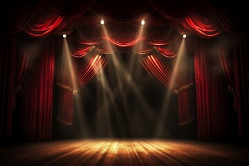 Magic theater stage red curtains Show Spotlight
