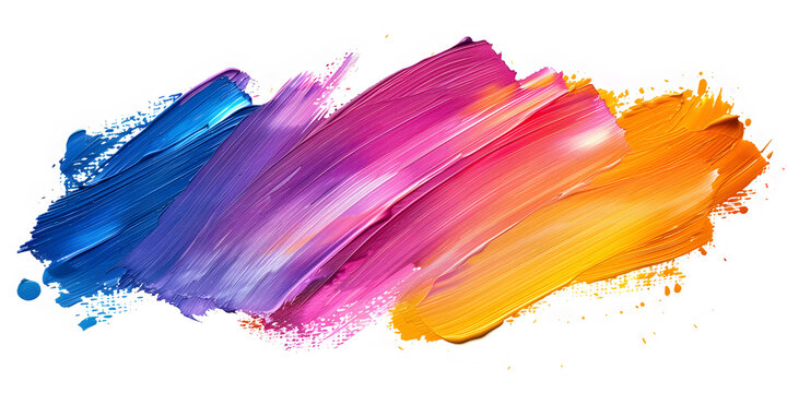 Multi-colored paint stroke on a white background