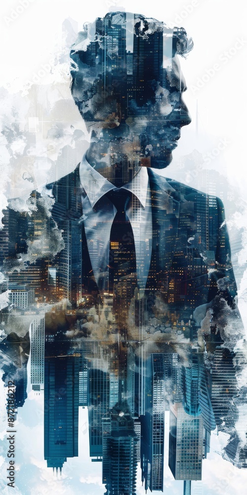 Aufkleber an imaginative multiple exposure image blending different facets