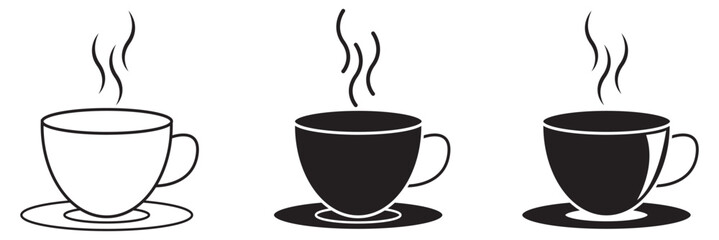 Coffee cup icon. Set of vector cups with coffee. Coffee cup logo.