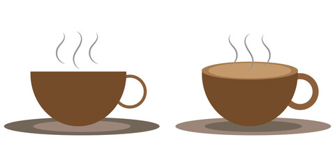 Coffee cup icon. Set of vector cups with coffee. Coffee cup logo.