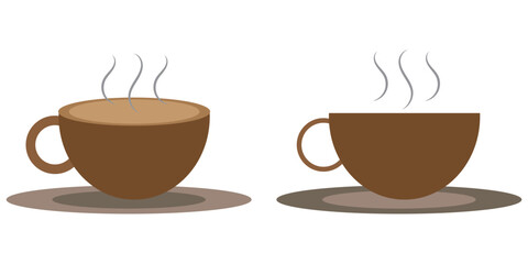 Coffee cup icon. Set of vector cups with coffee. Coffee cup logo.