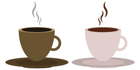 Coffee cup icon. Set of vector cups with coffee. Coffee cup logo.