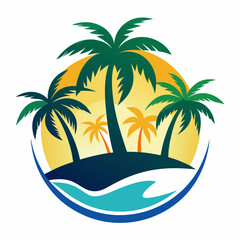 tropical island with palm trees
