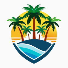 tropical island with palm trees