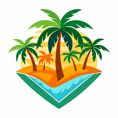 tropical island with palm trees