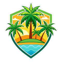 tropical island with palm trees