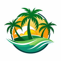 tropical island with palm trees