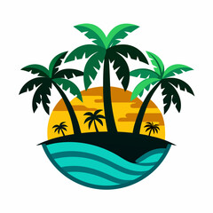 tropical island with palm trees