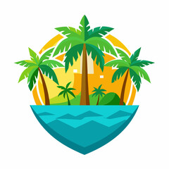 tropical island with palm trees