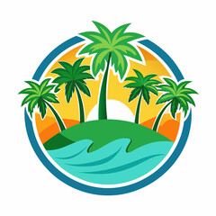 tropical island with palm trees