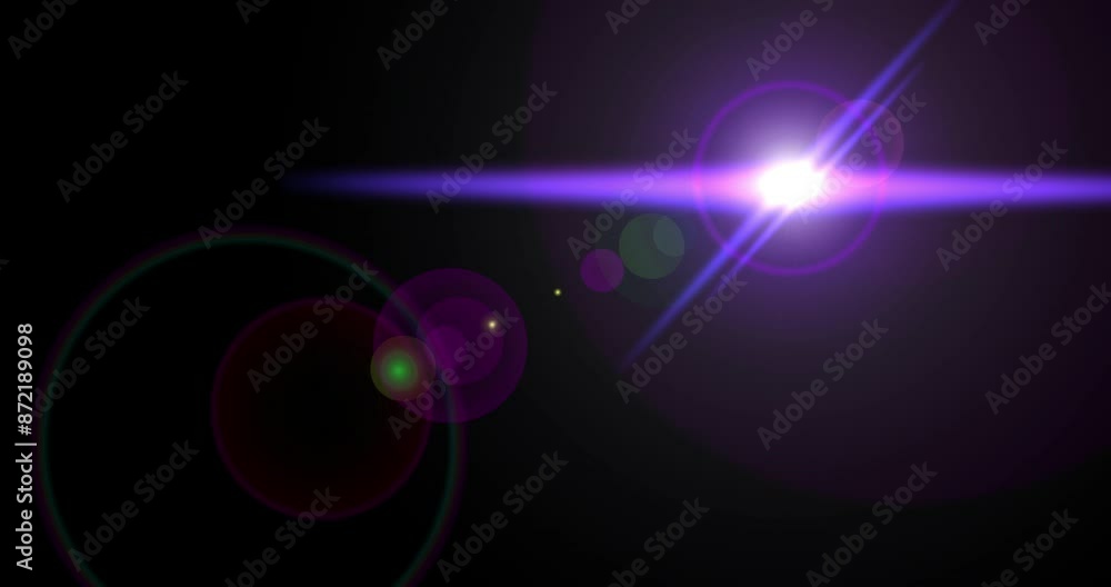 Poster lens flare, color and night with light, circle and transaction in galaxy of space, fantasy and energ