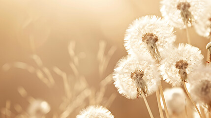 Beautilul delicate dandelions nature background