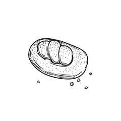 Hand drawn sketch style bread bun. Sweet baked goods. Best for bakery designs. Vector illustration in retro style isolated on white.