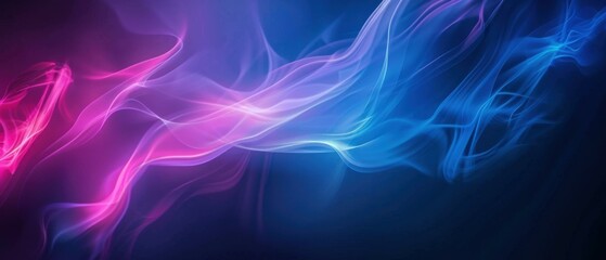 Abstract blue and purple smoke waves. AI.