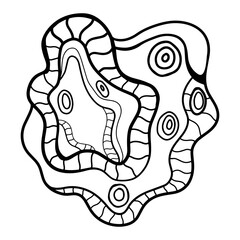 Creative fantasy doodle abstraction for coloring book, crazy surrealistic card isolated on white.