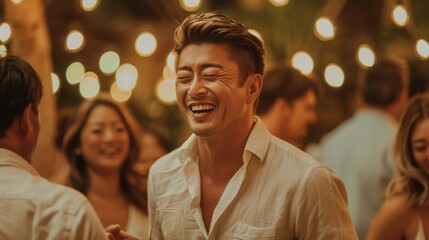 A group of friends are enjoying a party. AI.