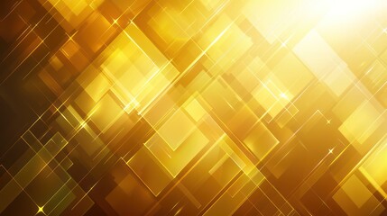 Golden abstract background with glowing geometric shapes and sparkles