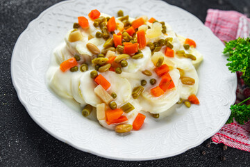 potato vegetables second course fresh meal food snack on the table copy space food background...