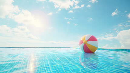 summer holidays background with colorful beach ball