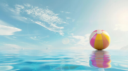 summer holidays background with colorful beach ball