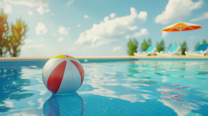 summer holidays background with colorful beach ball