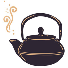 teapot isolated on white background, oriental teapot, vector illustration