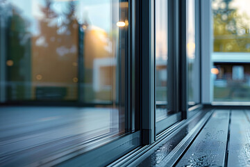 Close up image of aluminum frame sliding patio door system