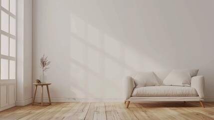 Fototapeta premium Simple and Elegant Living Room with Cozy Sofa. Generative AI.