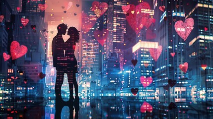 Chic and modern Valentine's Day composition with a couple posing