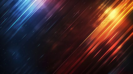 Vibrant diagonal light streaks in blue, red, and yellow shades.