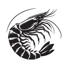 New shrimp fish silhouette vector and logo style with white background and coloring book 