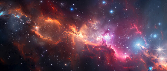 Naklejka premium Colorful space galaxy cloud nebula. Universe science astronomy wallpaper