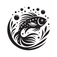 
Fish silhouette best new logo vector , Vector set of linear logos and emblems fish and fishing abstract design elements 