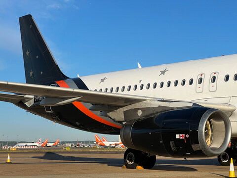 Titan Airways Airbus A320 Aircraft Engine and Tail Logo