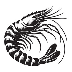 New shrimp fish silhouette vector and logo style with white background and coloring book 