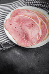 ham pork slice meat food fresh meal food snack on the table copy space food background rustic top view