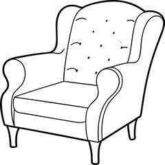 Armchair with a large back silhouette vector art illustration