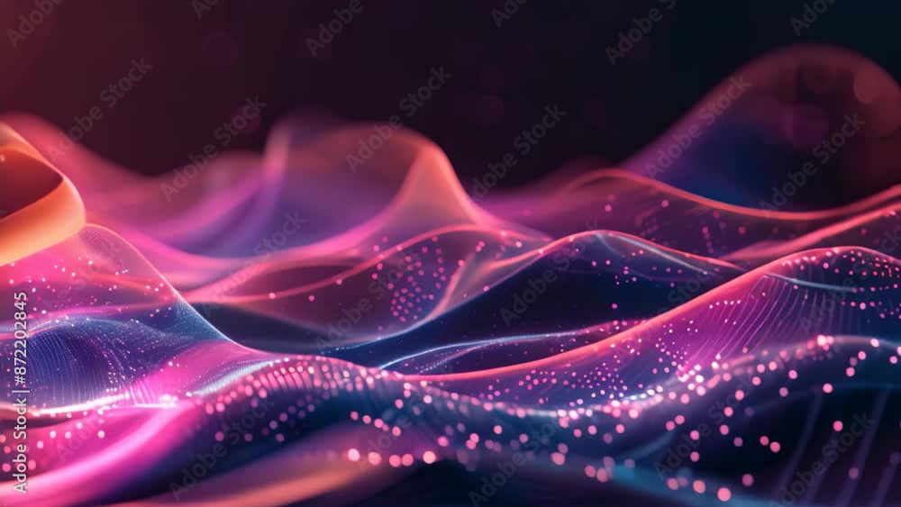 Poster pink and purple waves create dynamic patterns on a dark background, blending in a mesmerizing displa