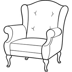 Armchair with a large back silhouette vector art illustration