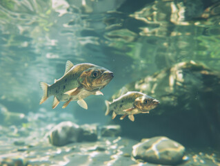 Obraz premium Close-Up of Fish Underwater, Generative AI Illustration