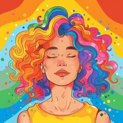 Copy space available on a vibrant Pride Month illustration